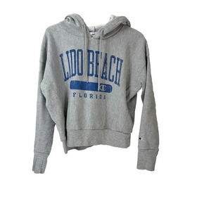 Champion Gray Lido Beach Florida Pullover Hoodie Small Long Sleeve Reverse Weave